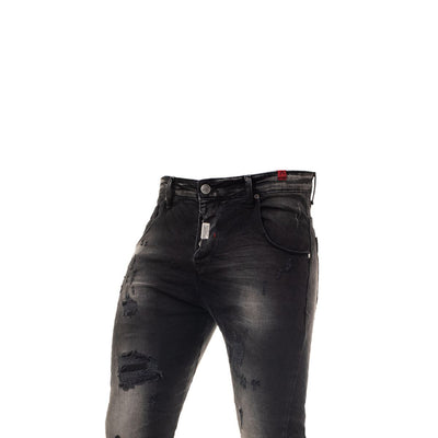 Jeans Abyssos Μαύρο με Σκισίματα και Λάστιχο (3183) - BLACK - Panda Clothing
