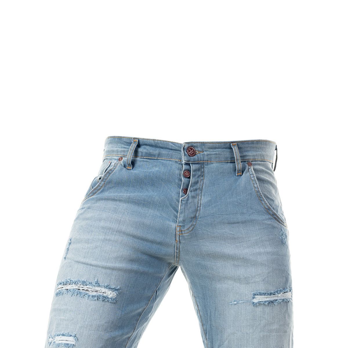 Ανδρική Βερμούδα Jeans Senior με Σκισίματα (3273) - BLUE - Panda Clothing
