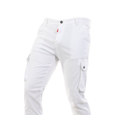Ανδρικό Παντελόνι Cargo με Λάστιχο (3312) - WHITE - Panda Clothing