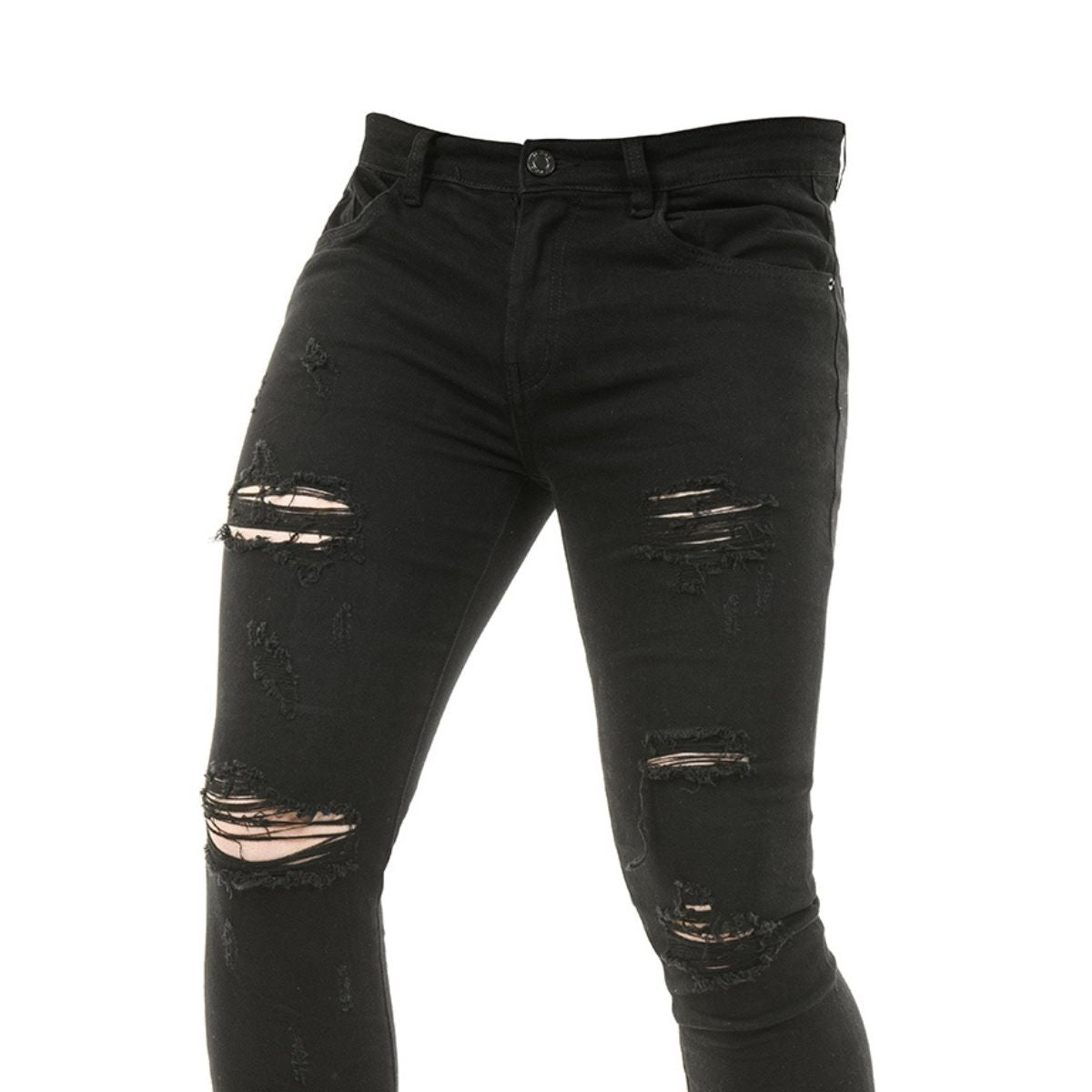 Ανδρικό Jeans με Σκισίματα (3320) - BLACK - Panda Clothing