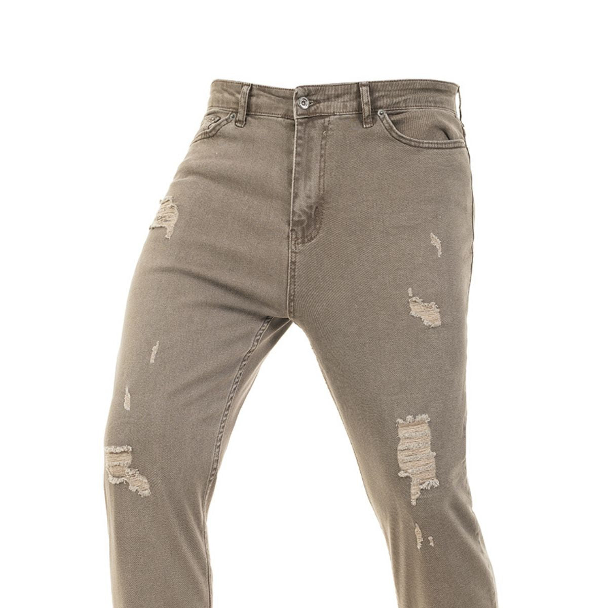 Ανδρικό Jeans με Σκισίματα (3365) - BEIGE - Panda Clothing