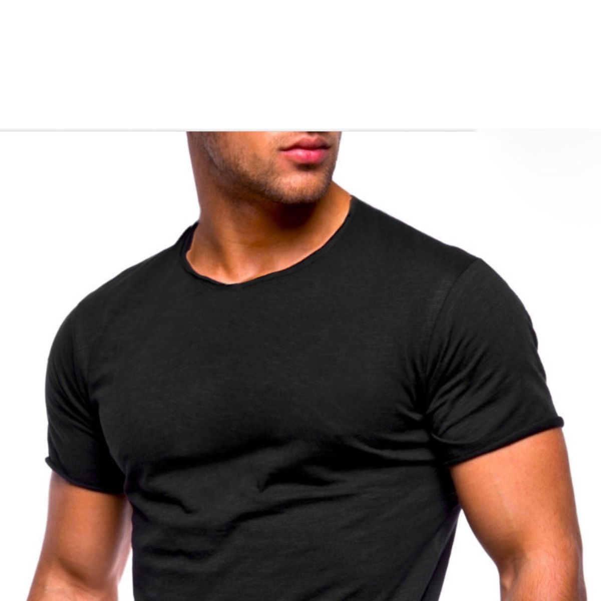 Ανδρικό Μονόχρωμο Βαμβακερό T-Shirt (765) - BLACK - Panda Clothing