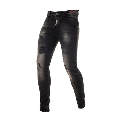 Jeans Abyssos Μαύρο με Σκισίματα και Λάστιχο (3183) - Panda Clothing